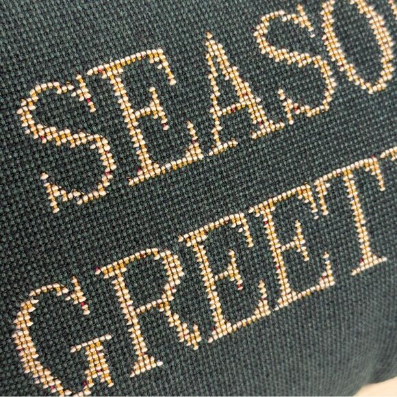 VTG Seasons Greetings Christmas Tapestry Throw Pillow - Picture 2 of 6